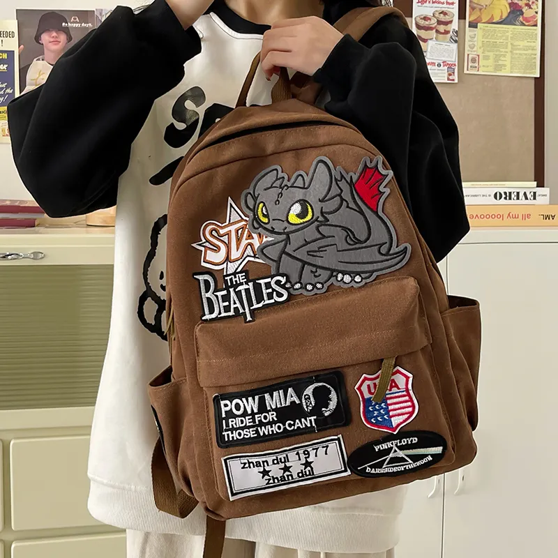 Teddy Bear Collection Canvas Backpack Unisex Coffee-5