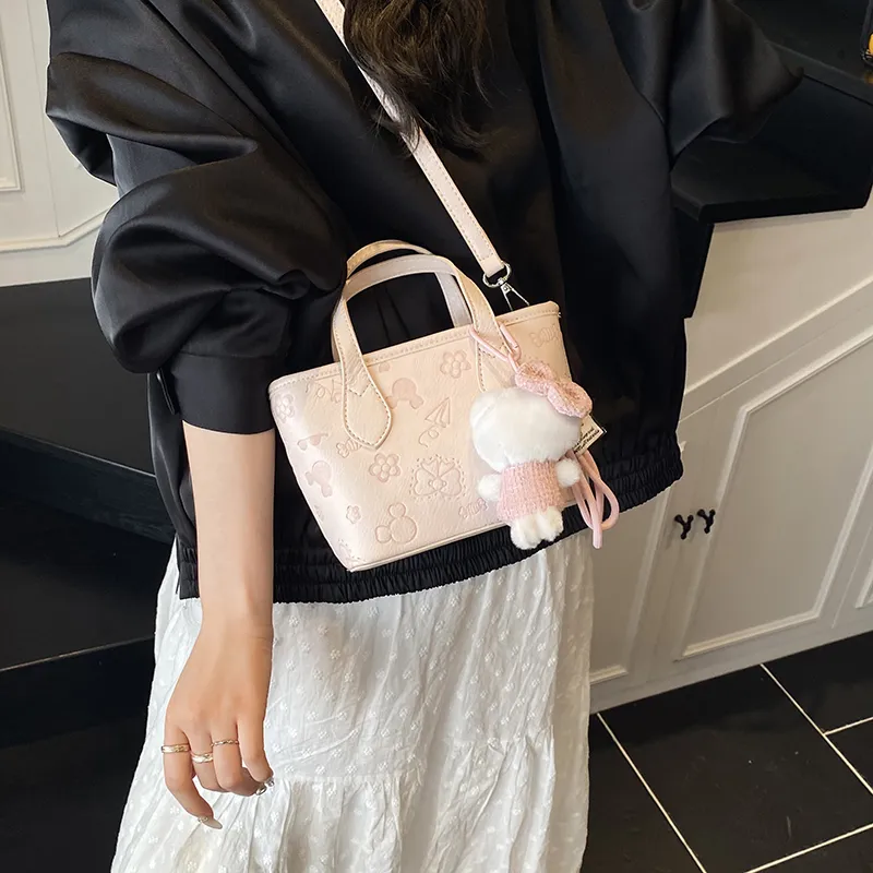Teddy Bear Collection PU Shoulder Bag, Crossbody Bag, Handbag Women's White/Pink-4