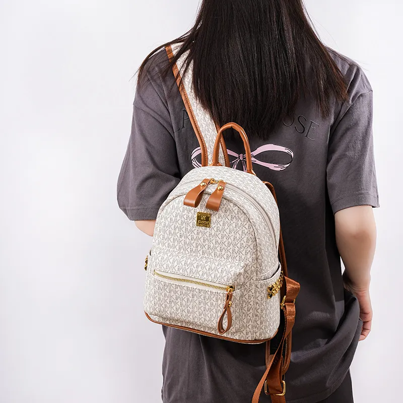Teddy Bear Collection Pu Backpack Women's Coffee/Ecru/Pink/Black-7