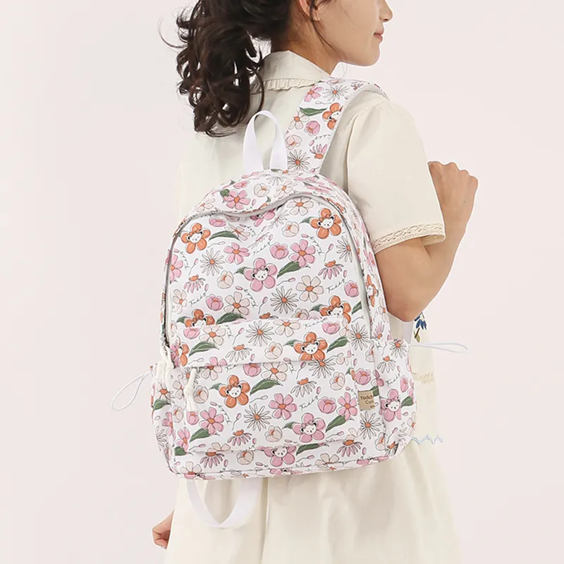 Teddy Bear Collection Nylon Backpack Regular Women's White-3