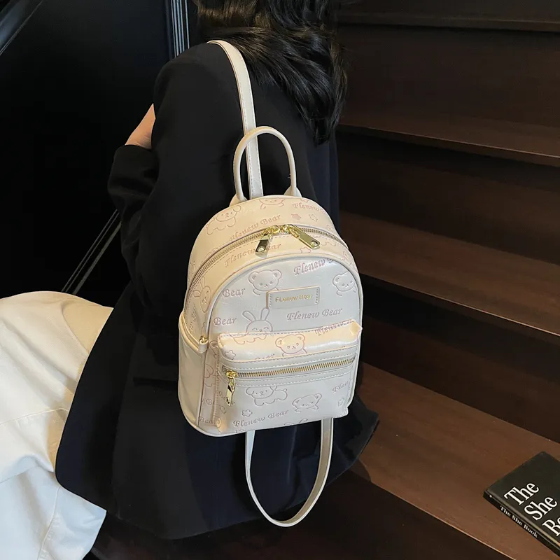 Teddy Bear Collection PU Backpack Women's Multicolor-6