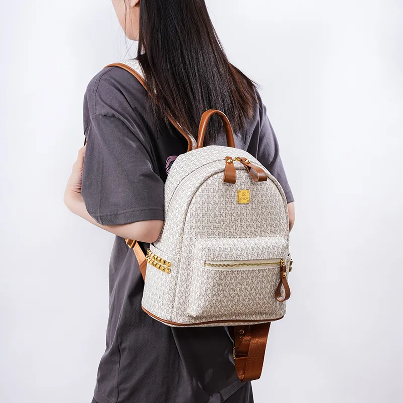 Teddy Bear Collection Pu Backpack Women's Coffee/Ecru/Pink/Black-11