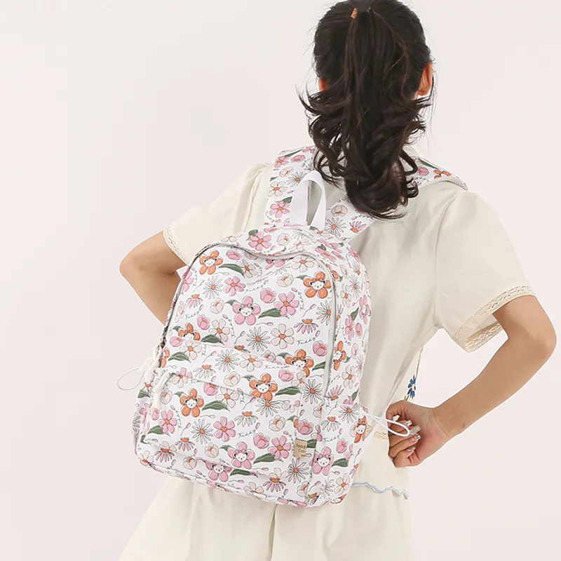 Teddy Bear Collection Nylon Backpack Regular Women's White-2