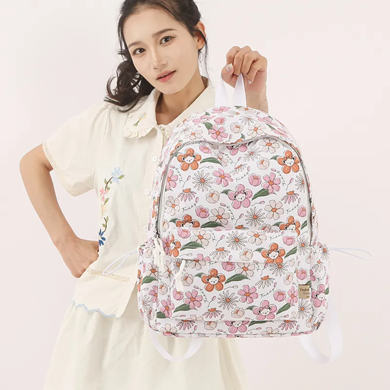 Teddy Bear Collection Nylon Backpack Regular Women's White-5