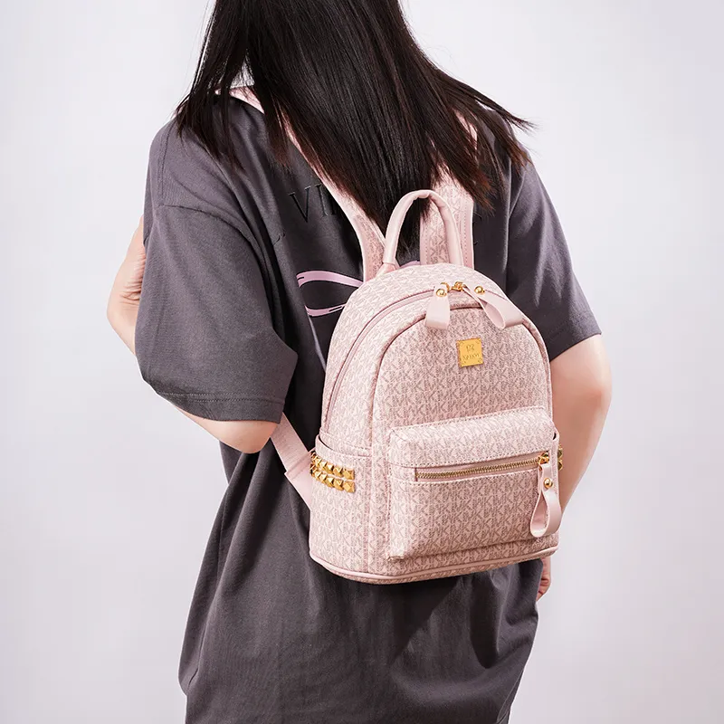 Teddy Bear Collection Pu Backpack Women's Coffee/Ecru/Pink/Black-17