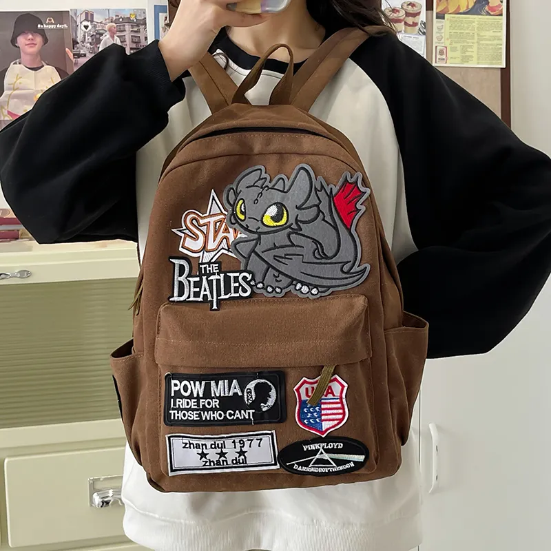Teddy Bear Collection Canvas Backpack Unisex Coffee-4