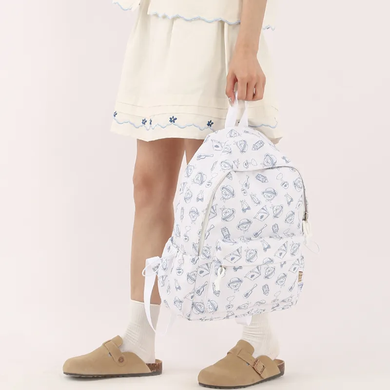Teddy Bear Collection Oxford Backpack Regular Women's White & Blue-4