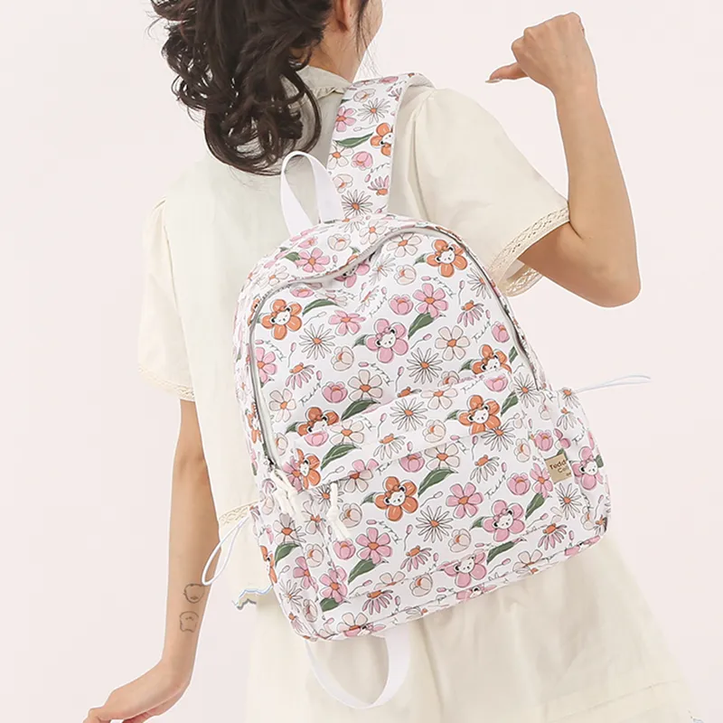 Teddy Bear Collection Nylon Backpack Regular Women's White-4