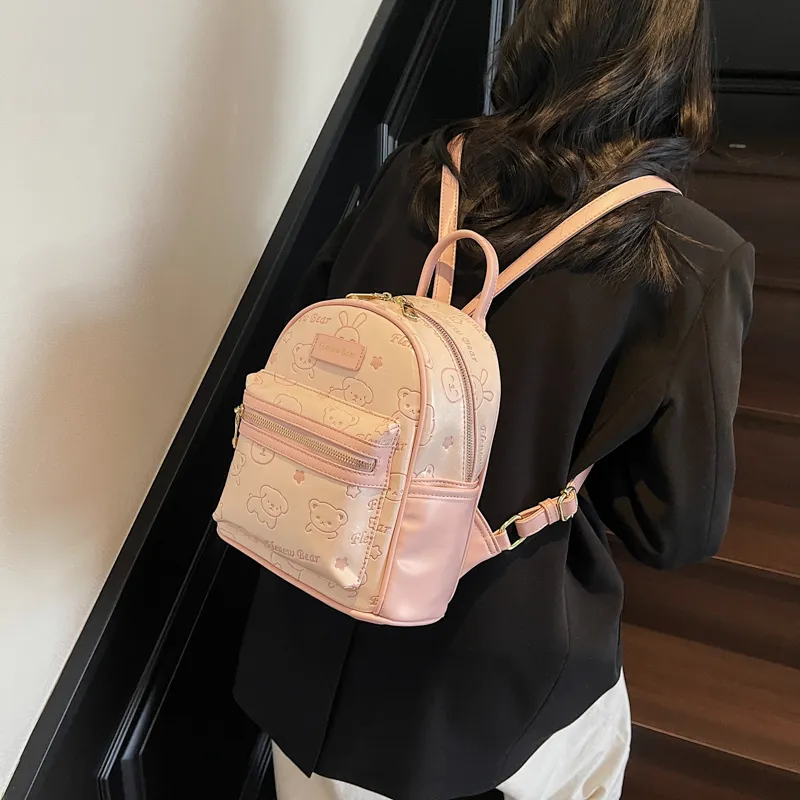 Teddy Bear Collection PU Backpack Women's Multicolor-3