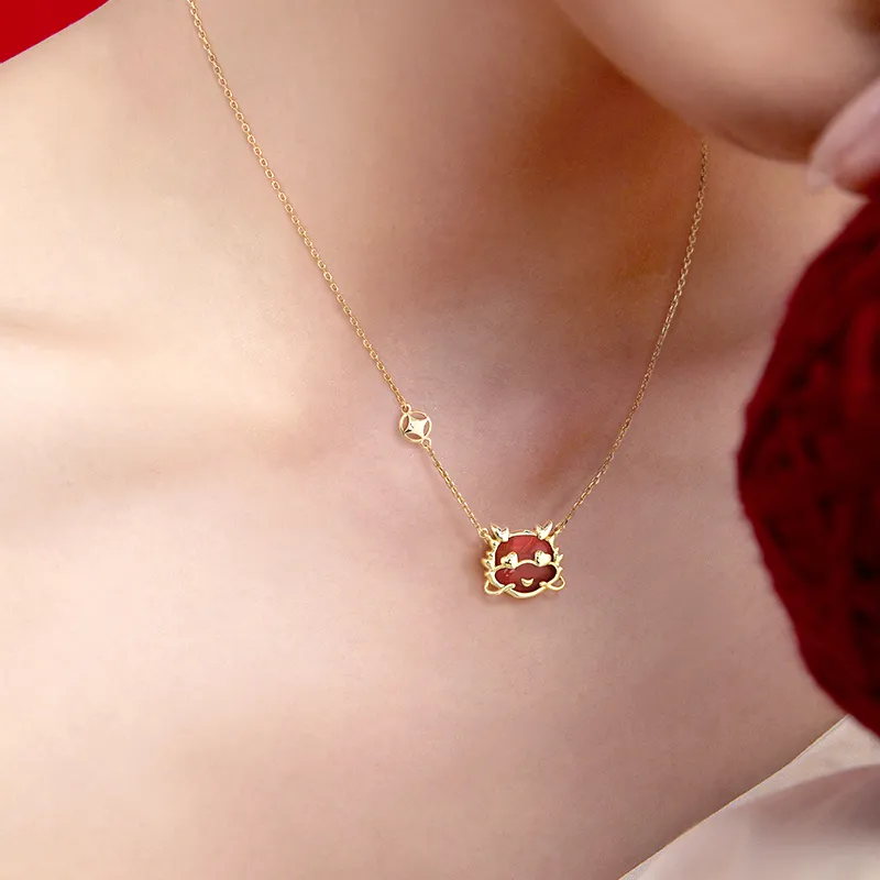 FANCI S925 Silver Inlaid With Red Agate Necklaces Women's-1