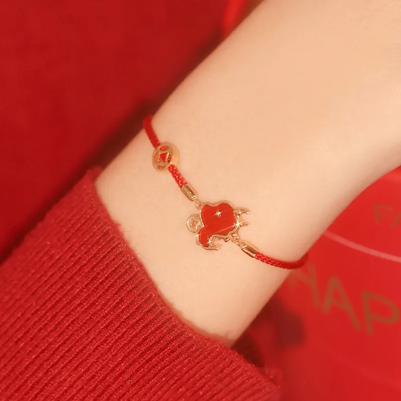 FANCI 18K Gold Set With Red Agate Bracelets Women's-2