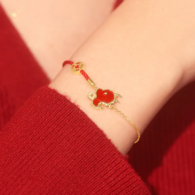 FANCI 18K Gold Set With Red Agate Bracelets Women's-4