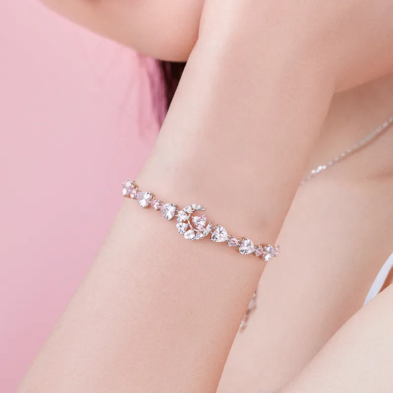 FANCI Dreamy Heart Moon Series S925 Silver Bracelets Women's-1