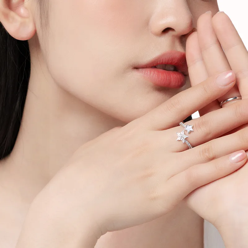 FANCI S925 Silver Inlaid Oyster Rings Women's-1