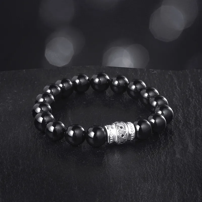 FANCI Natural Obsidian Jade Bracelets Men's-13