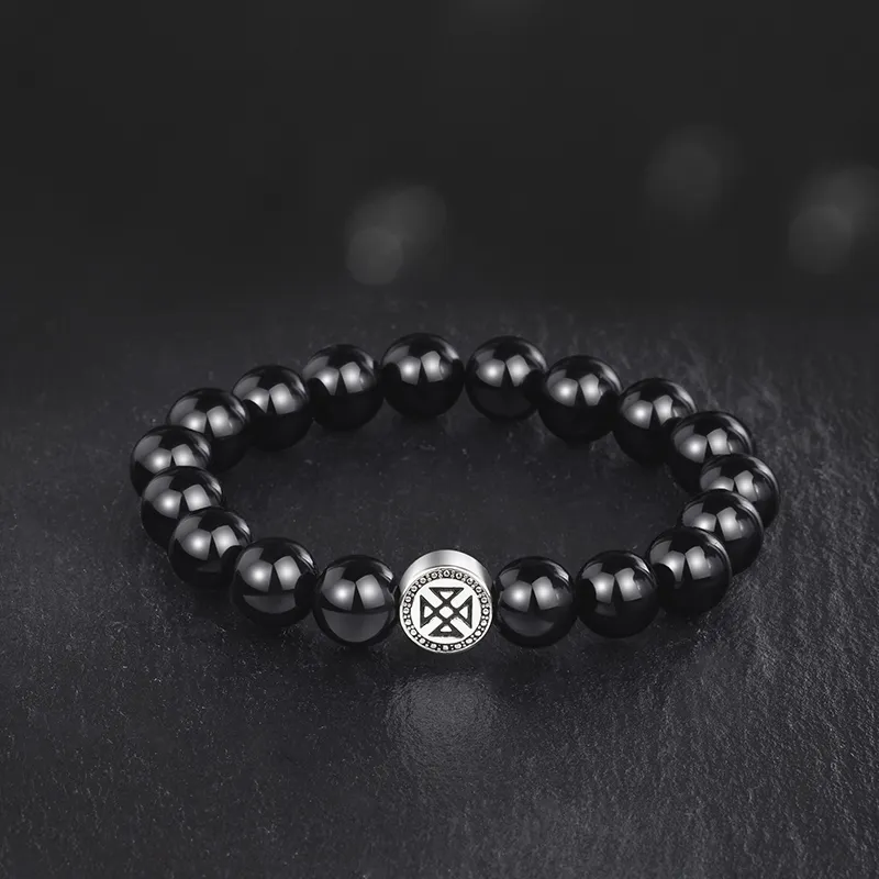 FANCI Natural Obsidian Jade Bracelets Men's-5