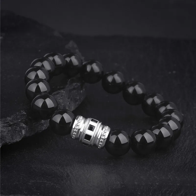 FANCI Natural Obsidian Jade Bracelets Men's-9