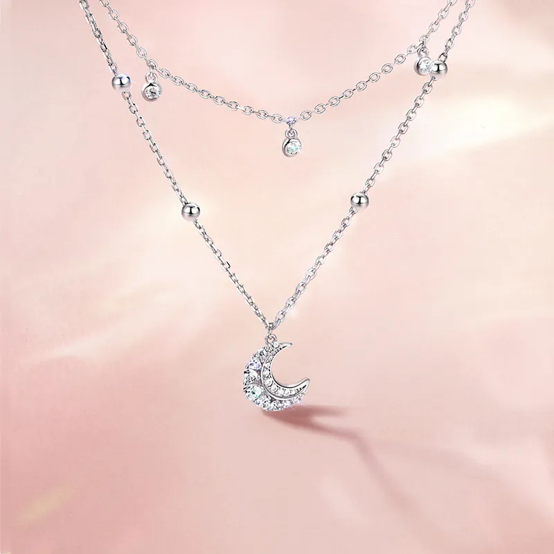 FANCI Dreamy Heart Moon Series S925 Silver Necklaces Women's-2