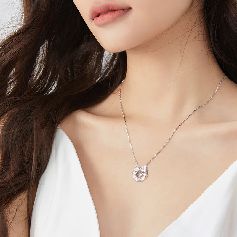 FANCI 925 Silver Set With Precious Stones Necklaces Women's-2