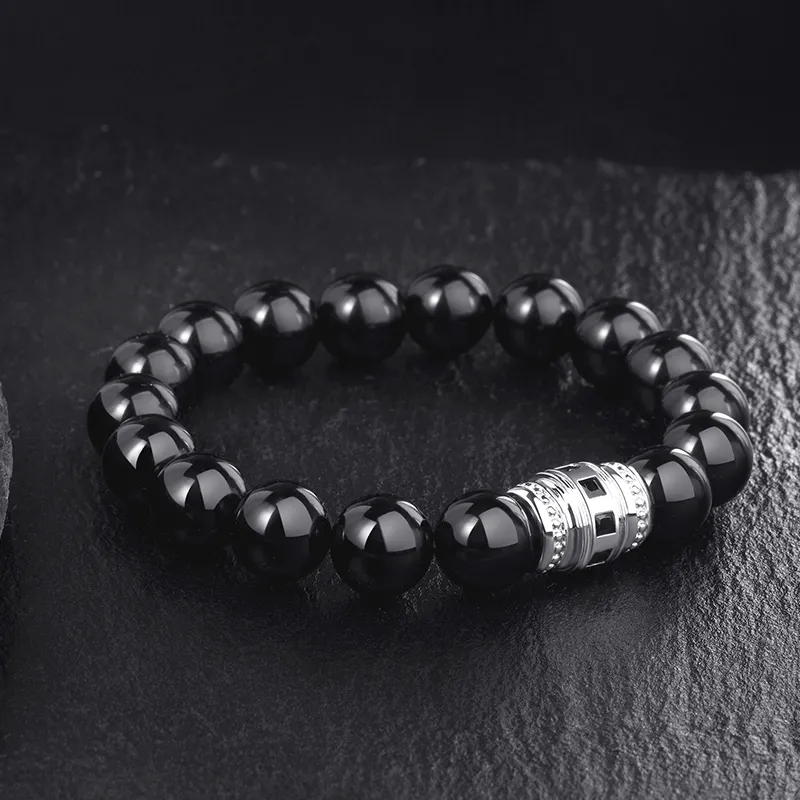 FANCI Natural Obsidian Jade Bracelets Men's-10