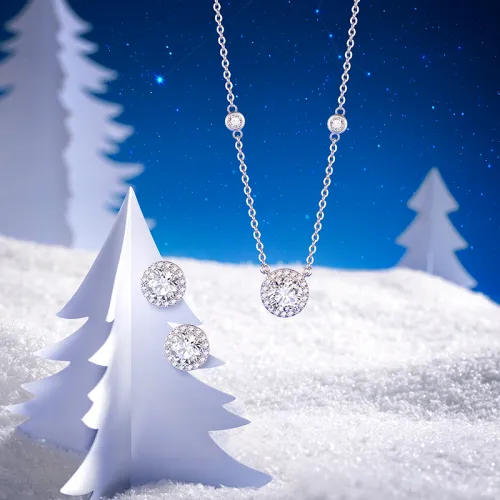 FANCI S925 Silver Set With Gemstones Necklaces Women
s White