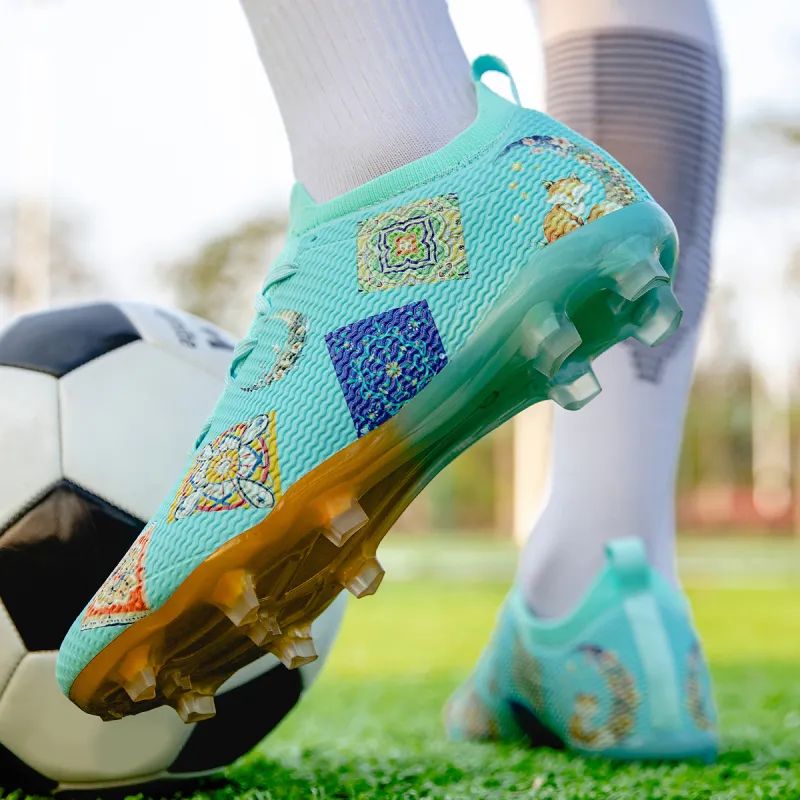 Saibi Slip Resistant, Abrasion Resistant, Waterproof Coverage Competition Training Multi Surface TF Soccer Shoes Unisex-39