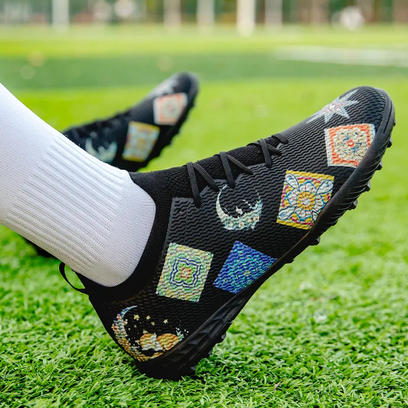 Saibi Slip Resistant, Abrasion Resistant, Waterproof Coverage Competition Training Multi Surface TF Soccer Shoes Unisex-24