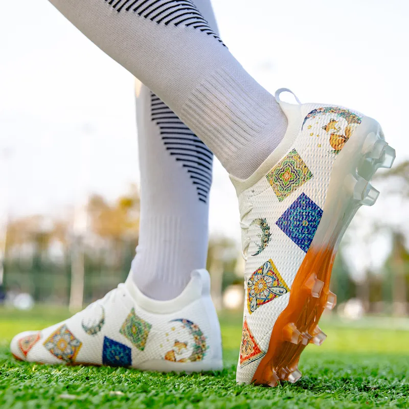 Saibi Slip Resistant, Abrasion Resistant, Waterproof Coverage Competition Training Multi Surface TF Soccer Shoes Unisex-46