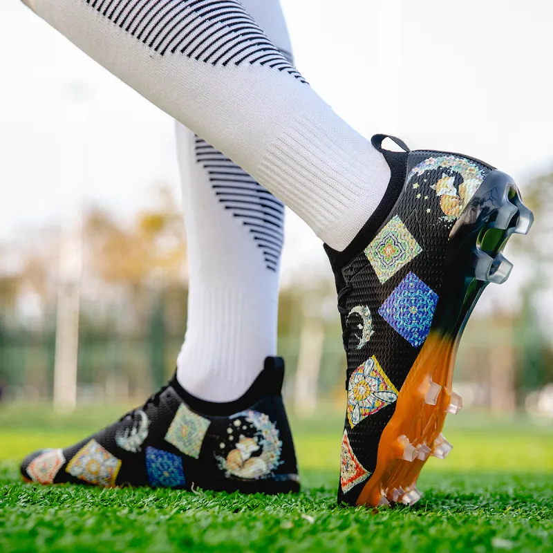 Saibi Slip Resistant, Abrasion Resistant, Waterproof Coverage Competition Training Multi Surface TF Soccer Shoes Unisex-53