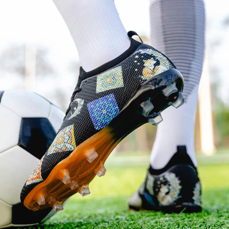 Saibi Slip Resistant, Abrasion Resistant, Waterproof Coverage Competition Training Multi Surface TF Soccer Shoes Unisex-52