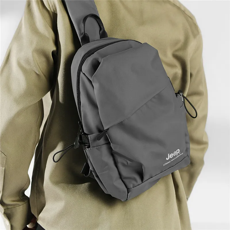 Jeep Adhesive Film Sling Bag Unisex Light Gray/Black-4