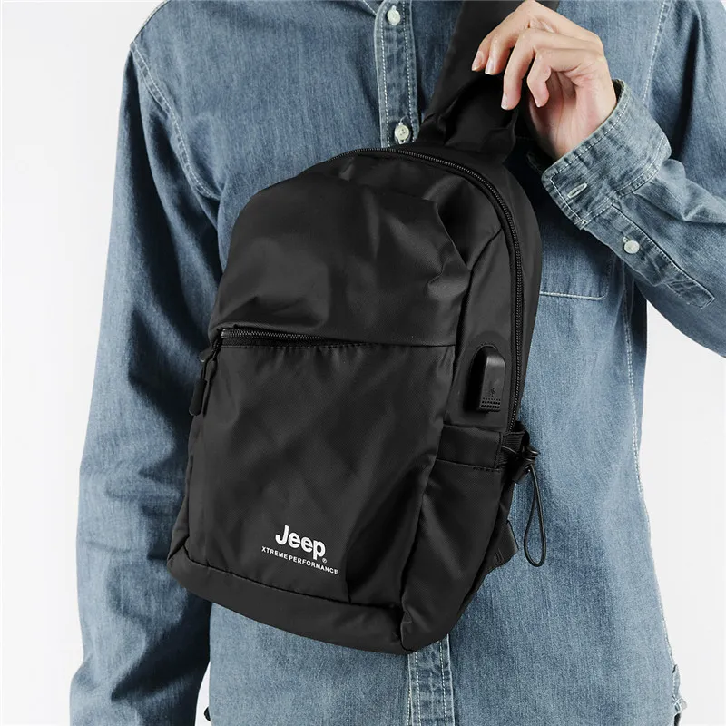 Jeep Adhesive Film Sling Bag Unisex Light Gray/Black-8
