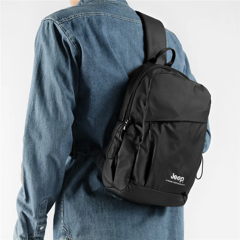 Jeep Adhesive Film Sling Bag Unisex Light Gray/Black-9