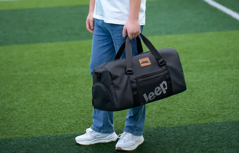 Jeep Nylon With PVC Travel Bag Unisex Black/Ecru-4