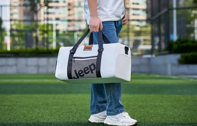 Jeep Nylon With PVC Travel Bag Unisex Black/Ecru-9