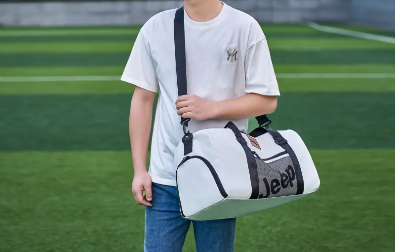 Jeep Nylon With PVC Travel Bag Unisex Black/Ecru-10