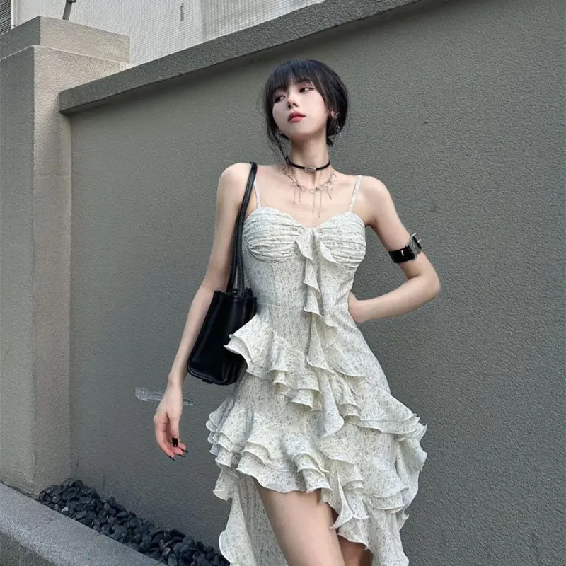 Fashion Slip Dress Women's Ecru And Image Color-7