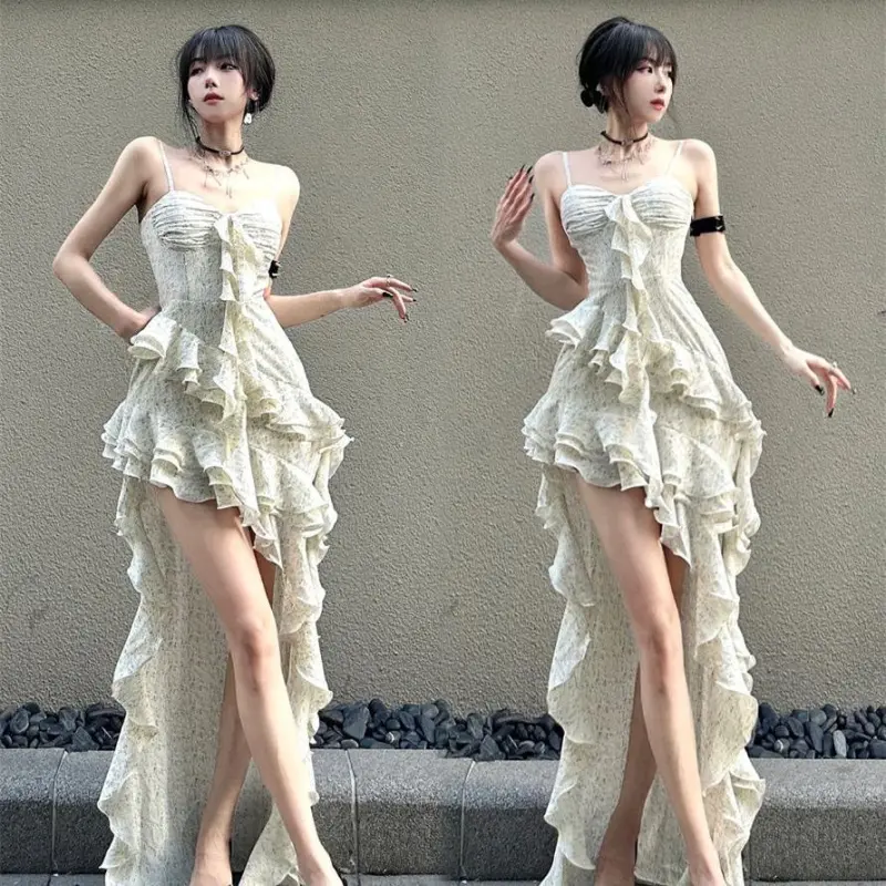 Fashion Slip Dress Women's Ecru And Image Color-5
