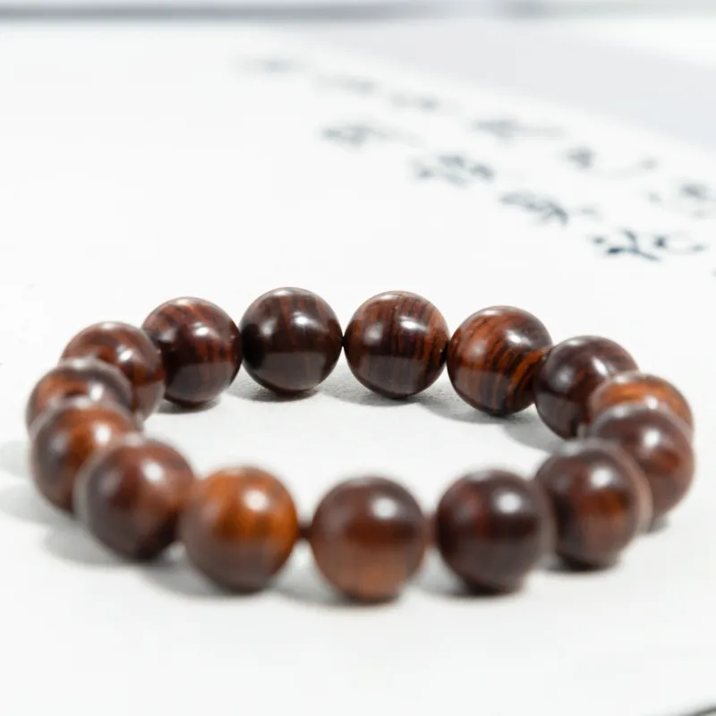 CHENTANMUZUO Huanghuali Exquisite Polishing Collection Tiger Skin Pattern Beaded Bracelet Unisex-4