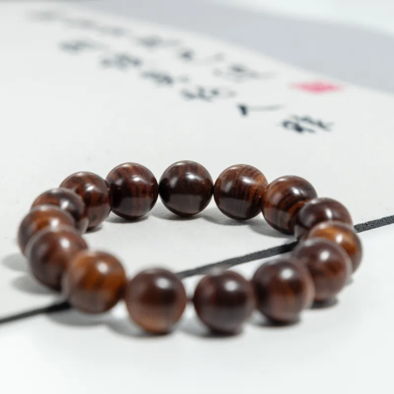CHENTANMUZUO Huanghuali Exquisite Polishing Collection Tiger Skin Pattern Beaded Bracelet Unisex-2