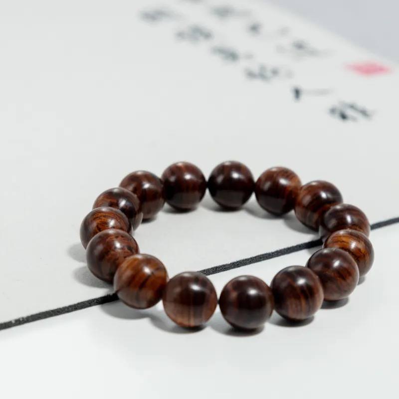 CHENTANMUZUO Huanghuali Exquisite Polishing Collection Tiger Skin Pattern Beaded Bracelet Unisex-3