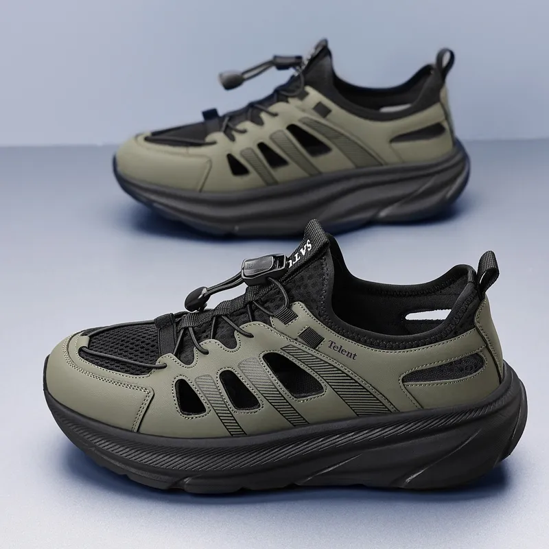 TELENT Breathable Cushioning River Trekking Shoes Men's Army Green-2