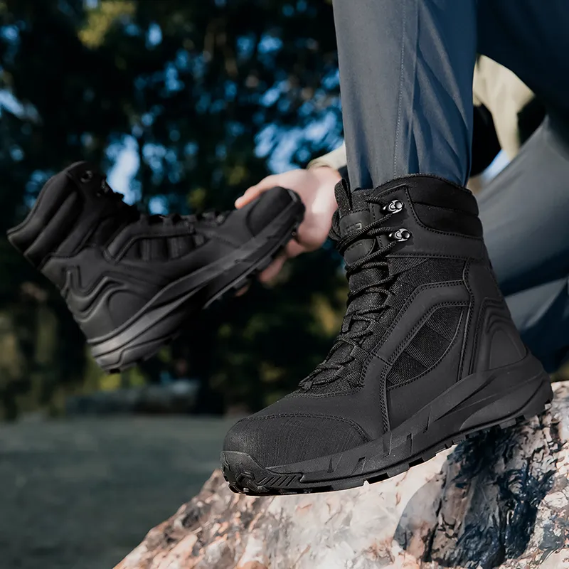 TELENT Coverage Cushioning High Top Hiking Shoes Men's Black-2