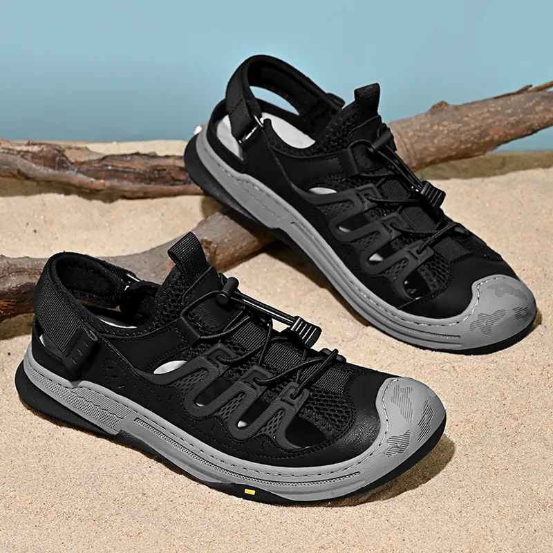 TELENT Breathable Cushioning Abrasion Resistant River Trekking Shoes Men's Black-2