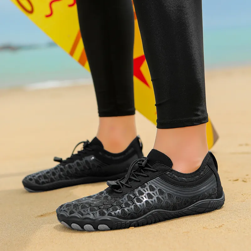 TELENT Odor Resistant Quick Dry Lightweight River Trekking Shoes Unisex Black-2
