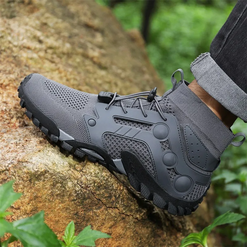 TELENT Slip Resistant Coverage High Top Hiking Shoes Men's Gray-5
