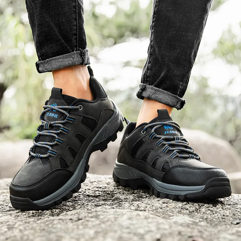 TELENT Slip Resistant Coverage With Impact Resistance Low Top Mountaineering & Hiking Shoes Men's Black Gray-2