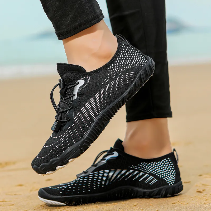 TELENT Odor Resistant Quick Dry Lightweight River Trekking Shoes Unisex Black White-5