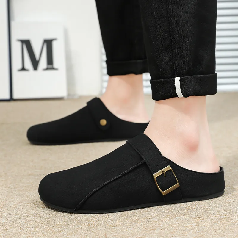 TELENT Abrasion Resistant Slip Resistant Closed Toe Slippers Men's Black-2