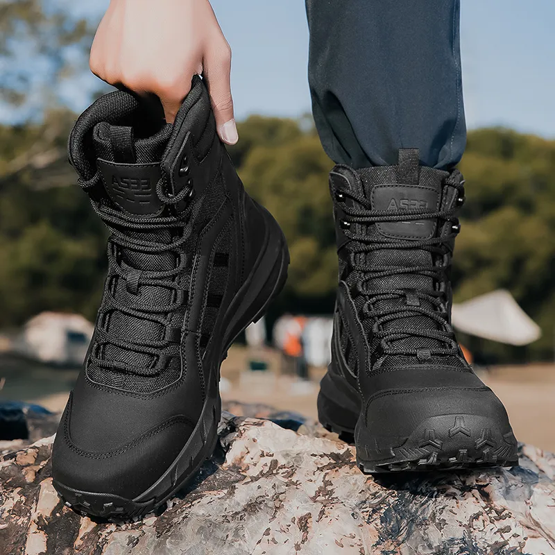 TELENT Coverage Cushioning High Top Hiking Shoes Men's Black-1